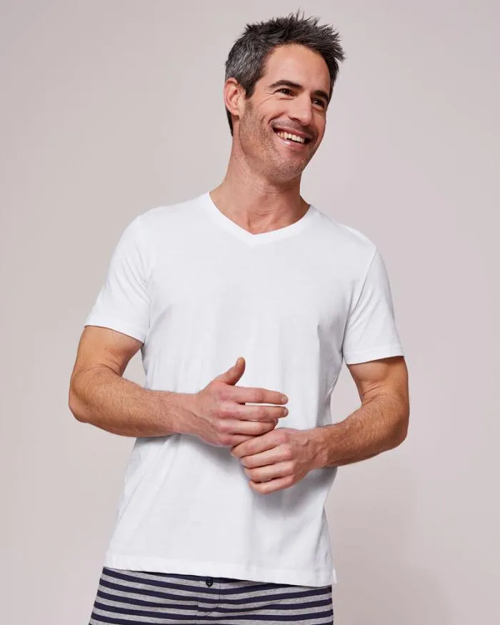 Cotton Traders Tops and TShirts 3 Pack Short Sleeve VNeck Vests 8211 Men