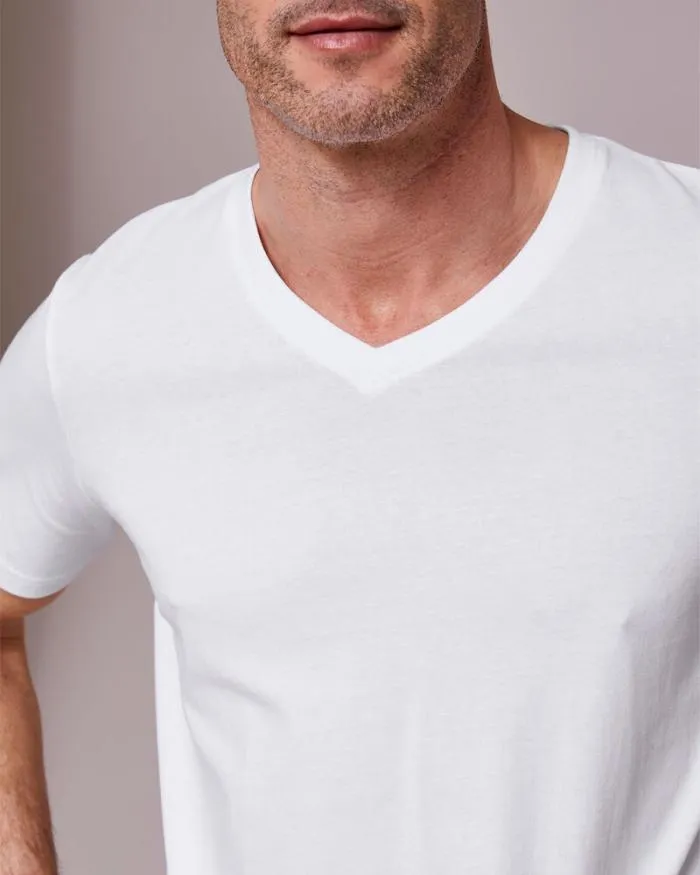Cotton Traders Tops and TShirts 3 Pack Short Sleeve VNeck Vests 8211 Men