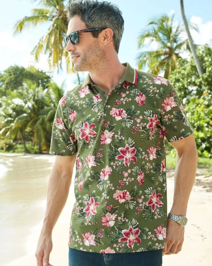Cotton Traders Tops and TShirts Short Sleeve Printed Polo Shirt 8211 Men