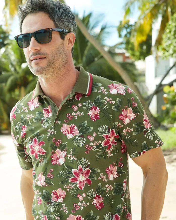 Cotton Traders Tops and TShirts Short Sleeve Printed Polo Shirt 8211 Men