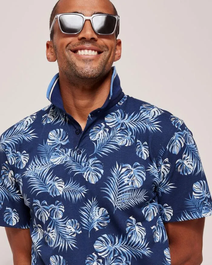 Cotton Traders Tops and TShirts Short Sleeve Printed Polo Shirt 8211 Men