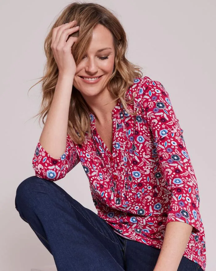 Cotton Traders Tops and TShirts Sleeve Print Jersey Blouse 8211 Women