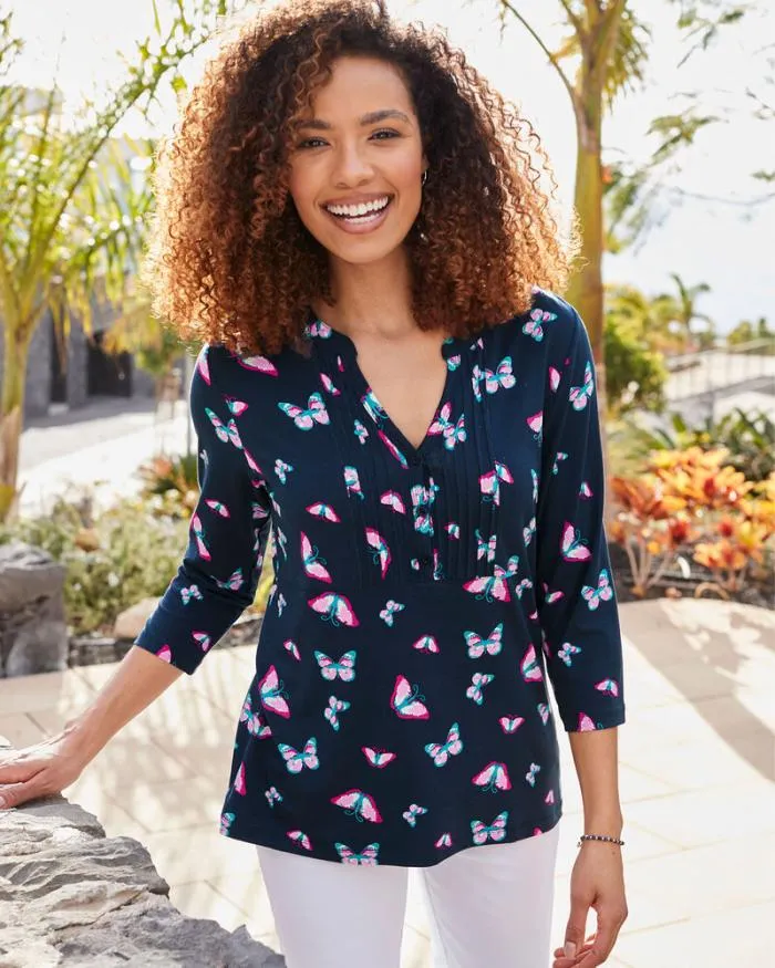 Cotton Traders Tops and TShirts Sleeve Print Jersey Blouse 8211 Women