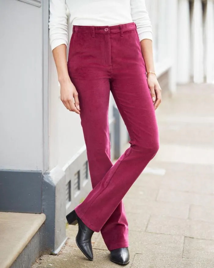 Cotton Traders Trousers Adjustable Waist StraightLeg Cord Trousers 8211 Women