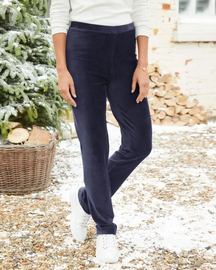 Cotton Traders Trousers SlimLeg PullOn Stretch Jersey Cord Trousers 8211 Women