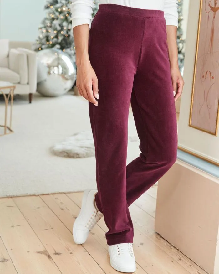 Cotton Traders Trousers SlimLeg PullOn Stretch Jersey Cord Trousers 8211 Women