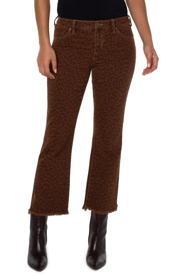 CROPS Women Liverpool Los Angeles HANNAH CROP FLARE WITH FRAY HEM Abstract Animal Print CROPS Women Liverpool Los Angeles HANNAH CROP FLARE WITH FRAY HEM Abstract Animal Print