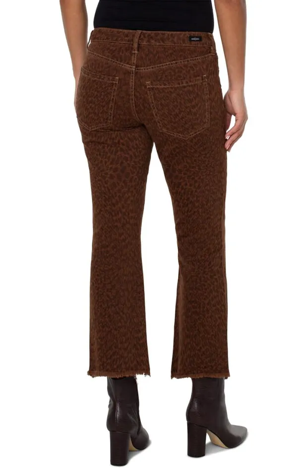 CROPS Women Liverpool Los Angeles HANNAH CROP FLARE WITH FRAY HEM Abstract Animal Print
