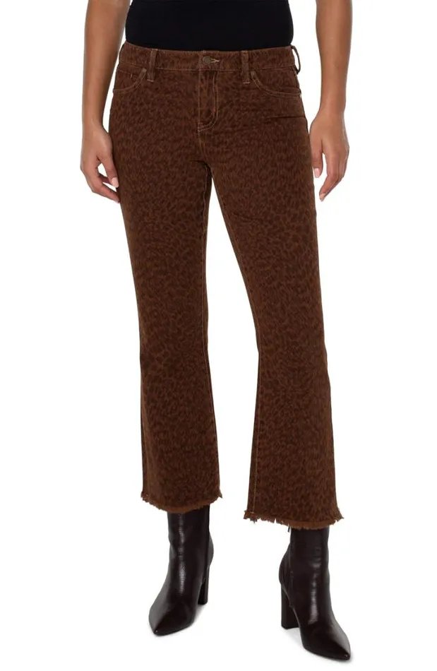 CROPS Women Liverpool Los Angeles HANNAH CROP FLARE WITH FRAY HEM Abstract Animal Print