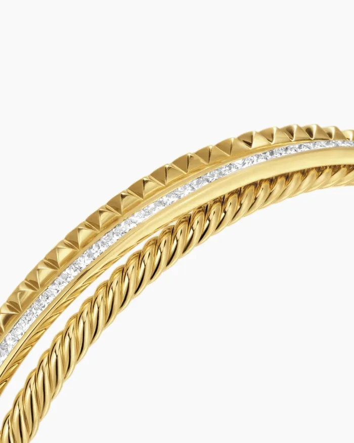 Crossover Trio Three Row Cuff Bracelet In 18K Yellow Gold With Diamonds 11mm Women David Yurman Cuff Crossover Trio Three Row Cuff Bracelet In 18K Yellow Gold With Diamonds 11mm Women David Yurman Cuff