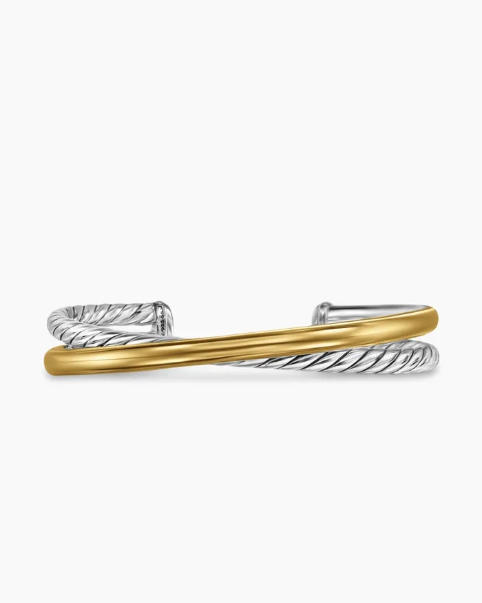 Crossover Two Row Cuff Bracelet In Sterling Silver With 14K Yellow Gold 11mm Women David Yurman Cuff Crossover Two Row Cuff Bracelet In Sterling Silver With 14K Yellow Gold 11mm Women David Yurman Cuff