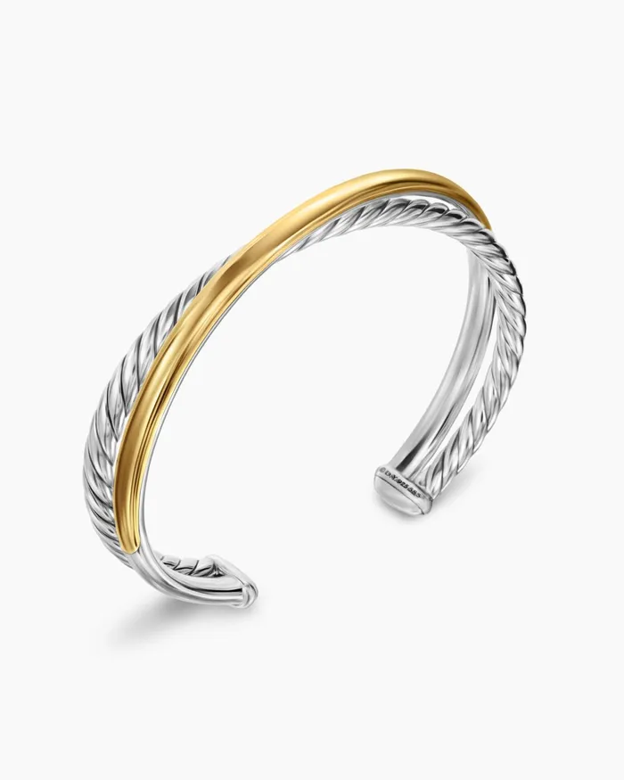Crossover Two Row Cuff Bracelet In Sterling Silver With 14K Yellow Gold 11mm Women David Yurman Cuff Crossover Two Row Cuff Bracelet In Sterling Silver With 14K Yellow Gold 11mm Women David Yurman Cuff