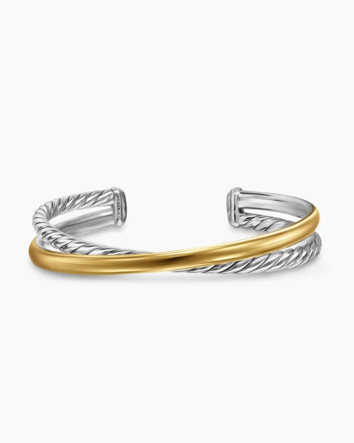 Crossover Two Row Cuff Bracelet In Sterling Silver With 14K Yellow Gold 11mm Women David Yurman Cuff Crossover Two Row Cuff Bracelet In Sterling Silver With 14K Yellow Gold 11mm Women David Yurman Cuff
