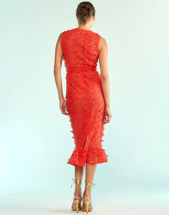 Cynthia Rowley 3D Embroidered Tulle Dress Women Dresses
