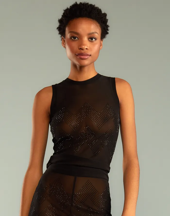 Cynthia Rowley Amelia Crystal Mesh Top Women Party Shop Cynthia Rowley Amelia Crystal Mesh Top Women Party Shop
