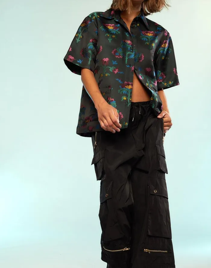 Cynthia Rowley Harper Jacquard Camp Shirt Women Tops Cynthia Rowley Harper Jacquard Camp Shirt Women Tops