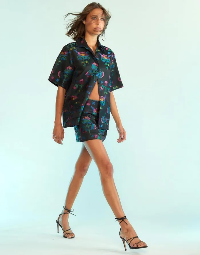 Cynthia Rowley Harper Jacquard Camp Shirt Women Tops Cynthia Rowley Harper Jacquard Camp Shirt Women Tops