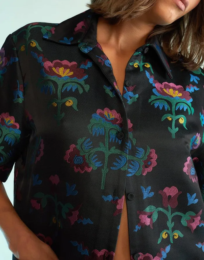 Cynthia Rowley Harper Jacquard Camp Shirt Women Tops Cynthia Rowley Harper Jacquard Camp Shirt Women Tops