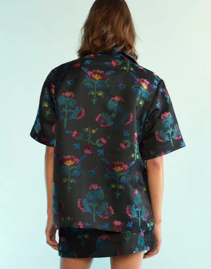 Cynthia Rowley Harper Jacquard Camp Shirt Women Tops Cynthia Rowley Harper Jacquard Camp Shirt Women Tops
