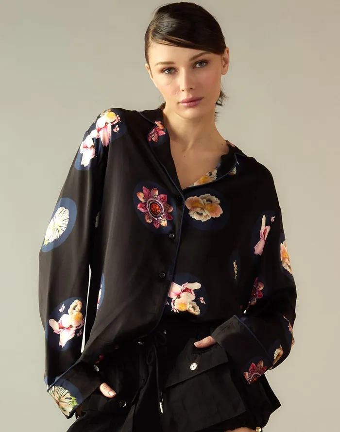 Cynthia Rowley Moonlit Petal Blouse Women Tops