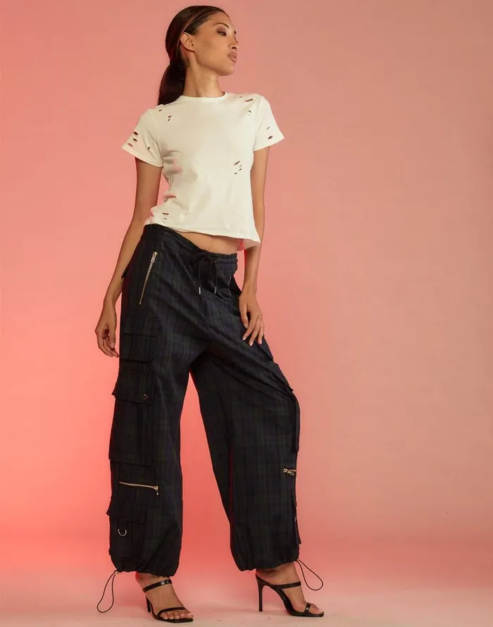 Cynthia Rowley Plaid Cargo Pants Women Bottoms Cynthia Rowley Plaid Cargo Pants Women Bottoms