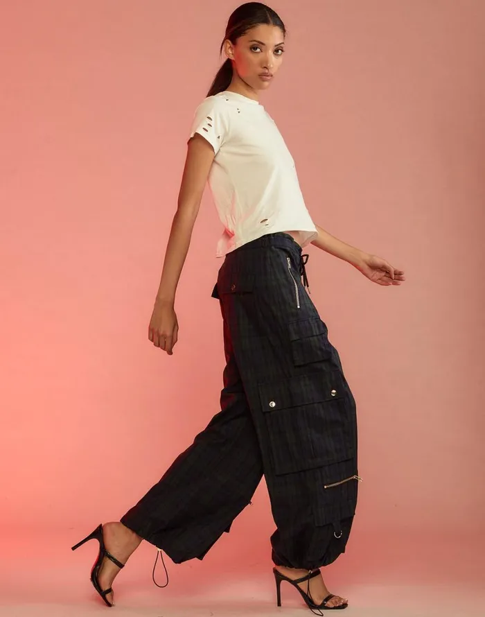 Cynthia Rowley Plaid Cargo Pants Women Bottoms Cynthia Rowley Plaid Cargo Pants Women Bottoms