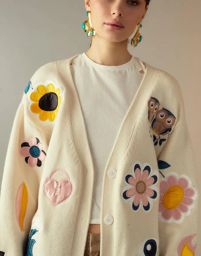 Cynthia Rowley Playful Patchwork Cardigan Women Tops Cynthia Rowley Playful Patchwork Cardigan Women Tops