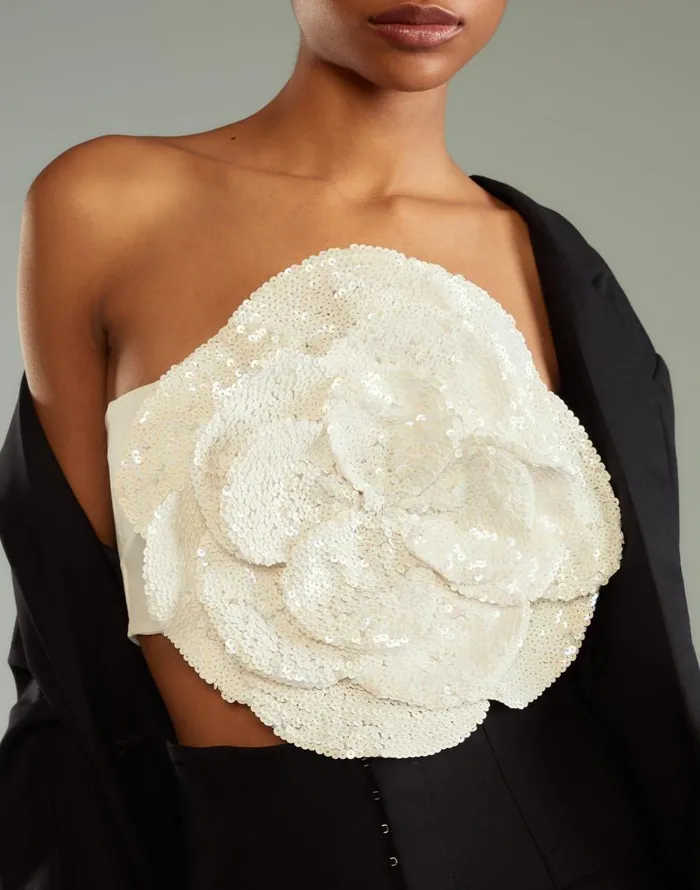Cynthia Rowley Sequin Flower Bandeau Women Tops Cynthia Rowley Sequin Flower Bandeau Women Tops
