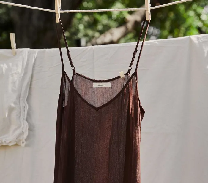 DEN Slips Women Short Deep VNeck Slip Umber DEN Slips Women Short Deep VNeck Slip Umber