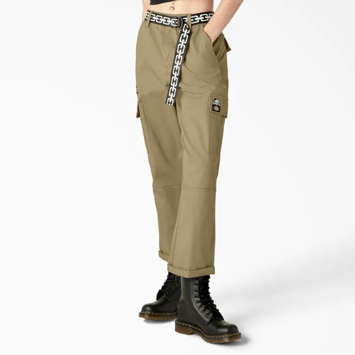 Dickies X Lurking Class Womens Relaxed Fit Cropped Cargo Pants Khaki Khaki kh Women Dickies Cargo
