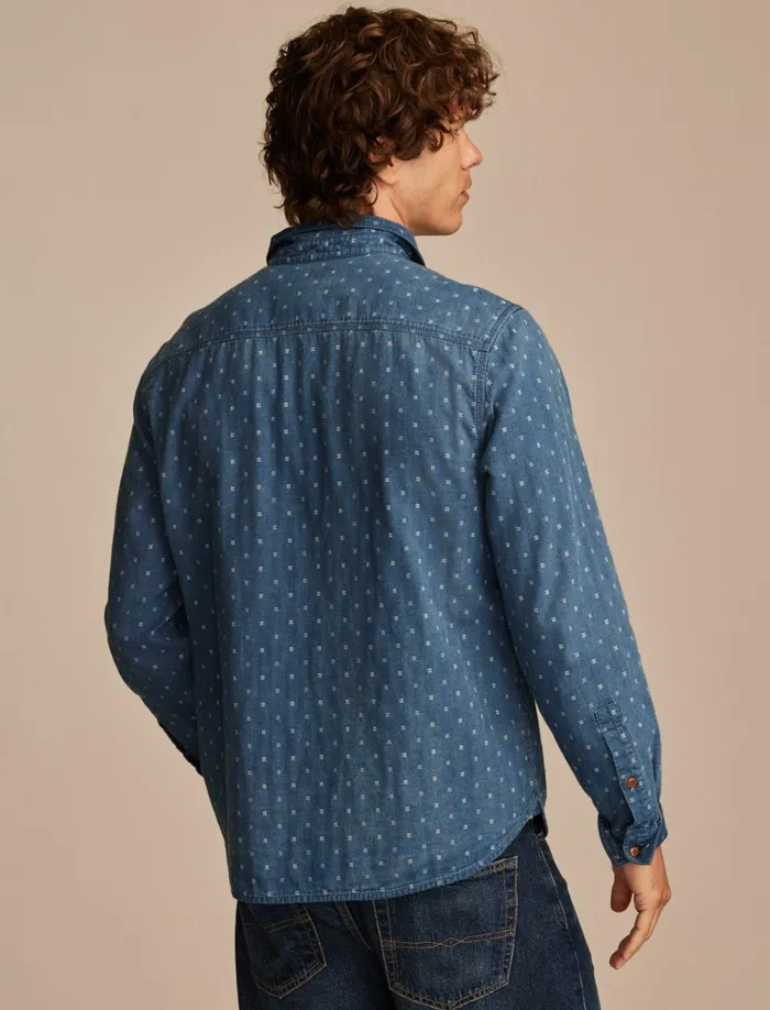 Double Weave Long Sleeve Utility Shirt 458 Blue Men Lucky Brand ButtonDowns
