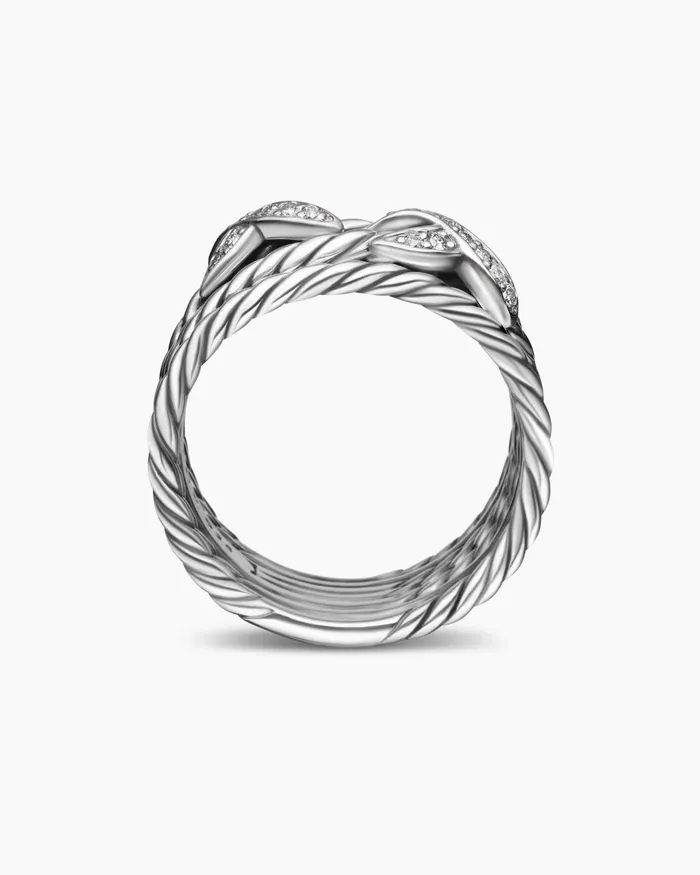 Double X Crossover Ring In Sterling Silver With Diamonds 13mm Women David Yurman Statement Double X Crossover Ring In Sterling Silver With Diamonds 13mm Women David Yurman Statement