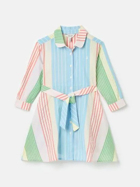 Dresses Girls Joules Multi Stripe Woven Shirt Dress