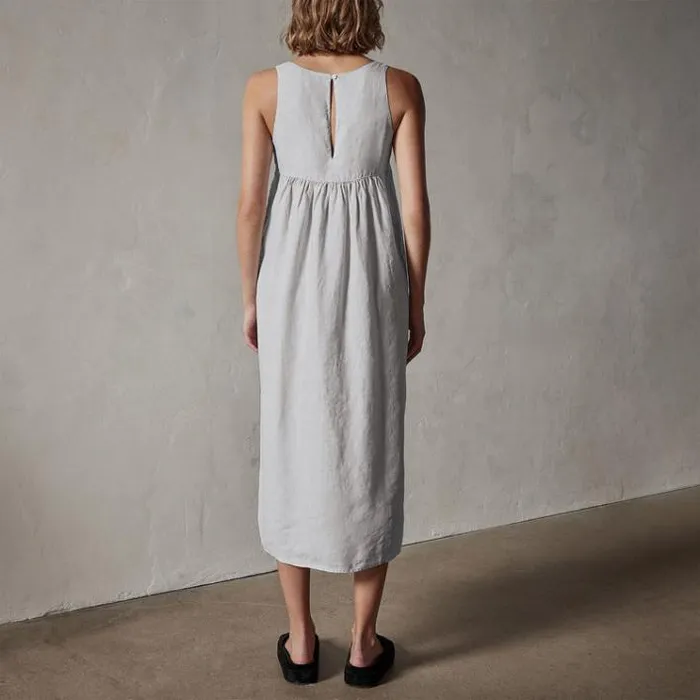 DressesJumpsuits Women James Perse Gathered Linen Dress Memory Pigment