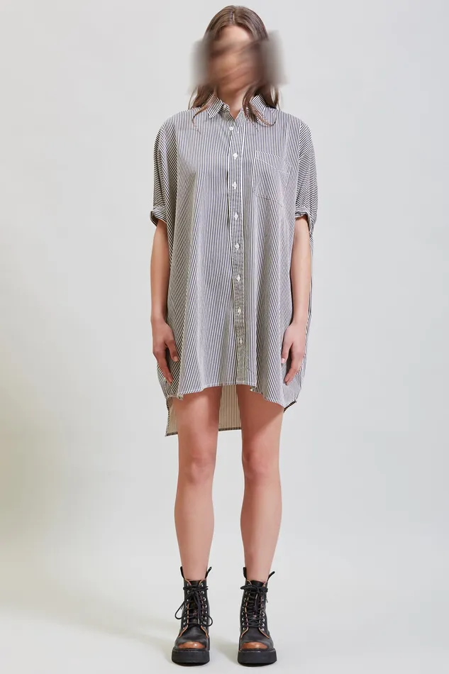 Dresses Oversized Boxy Button Up Dress 8211 Navy Stripe 8211 R13 Women