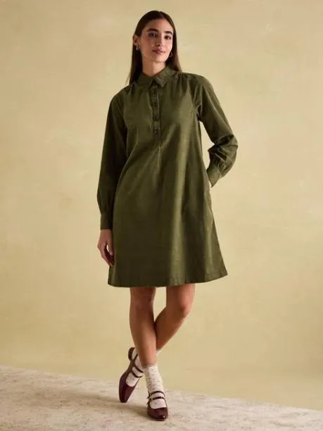 Dresses Women Joules Khaki Green Corduroy Shirt Dress