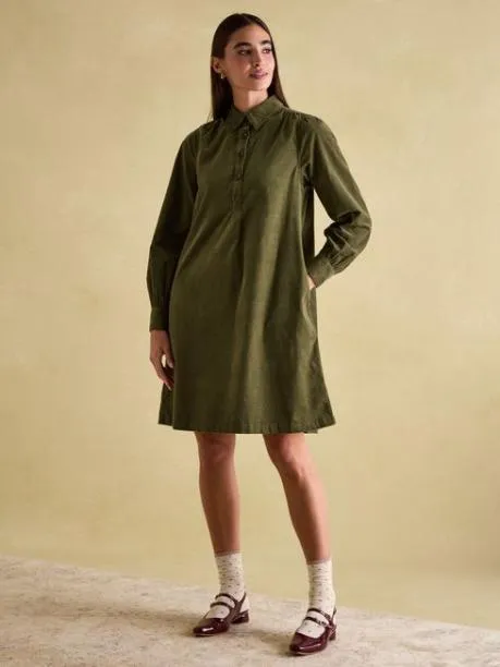 Dresses Women Joules Khaki Green Corduroy Shirt Dress