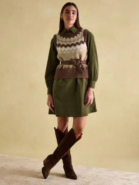 Dresses Women Joules Khaki Green Corduroy Shirt Dress