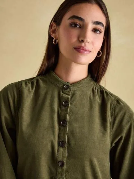 Dresses Women Joules Khaki Green Corduroy Shirt Dress