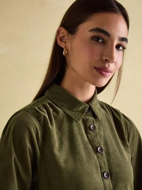 Dresses Women Joules Khaki Green Corduroy Shirt Dress