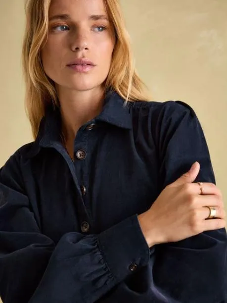 Dresses Women Joules Navy Blue Corduroy Shirt Dress