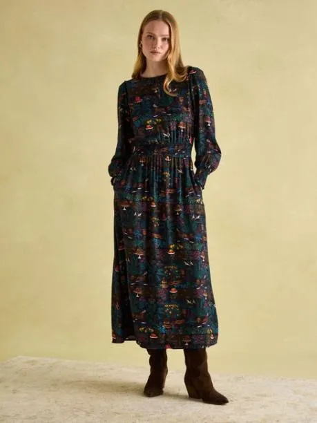 Dresses Women Joules Navy Elasticated Waist Maxi Dress