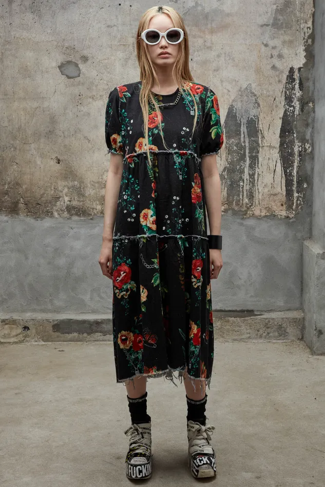 Dresses Women Shredded Relaxed Midi 8211 Useless Treasures R13