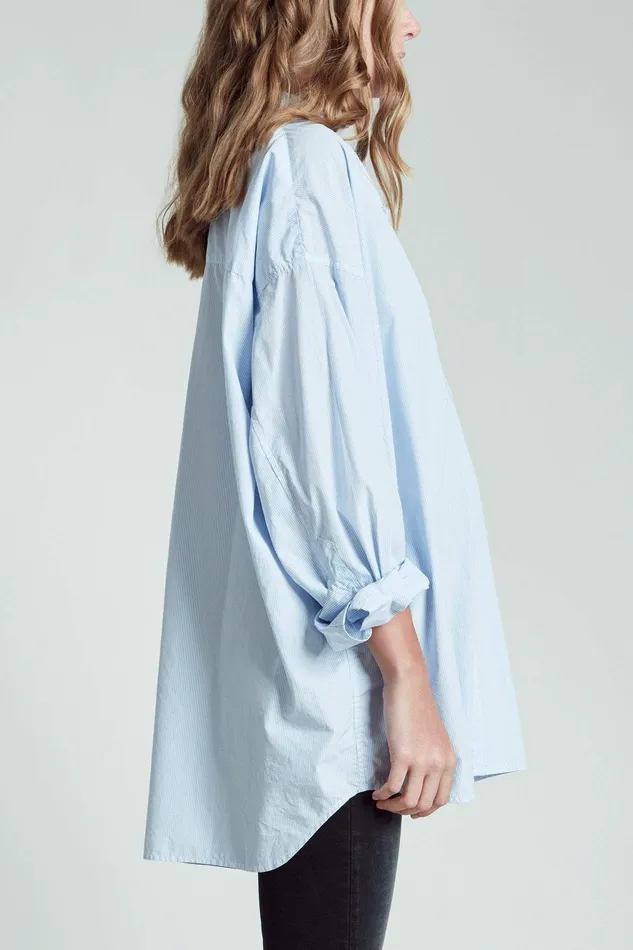Drop Neck Oxford Shirt 8211 Blue And White Stripe Women Tops R13 Drop Neck Oxford Shirt 8211 Blue And White Stripe Women Tops R13