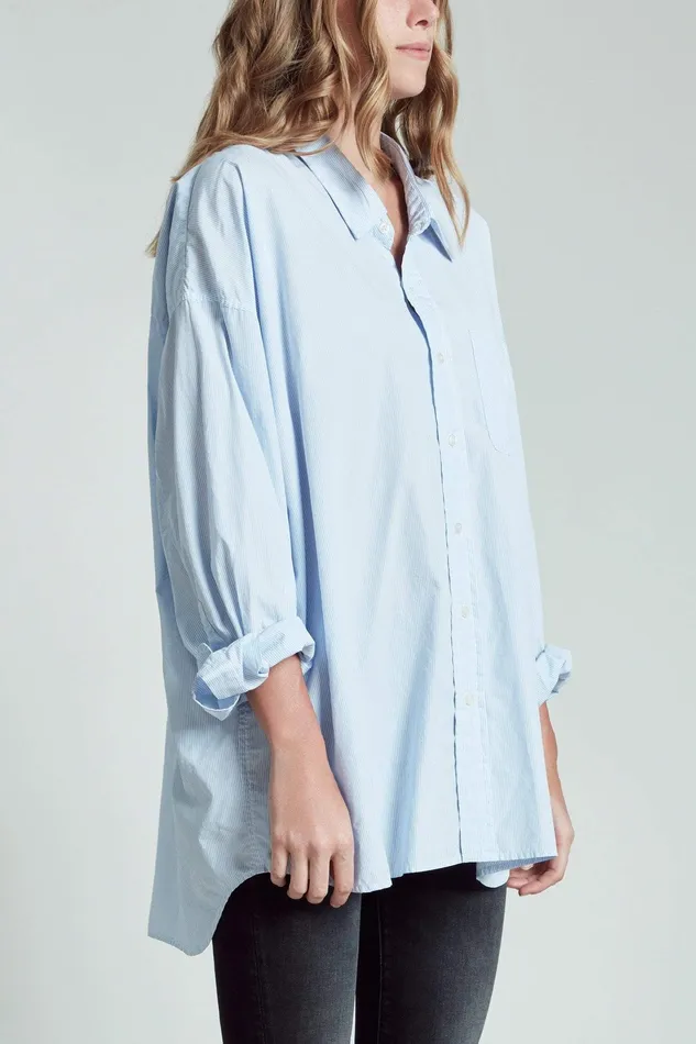 Drop Neck Oxford Shirt 8211 Blue And White Stripe Women Tops R13 Drop Neck Oxford Shirt 8211 Blue And White Stripe Women Tops R13
