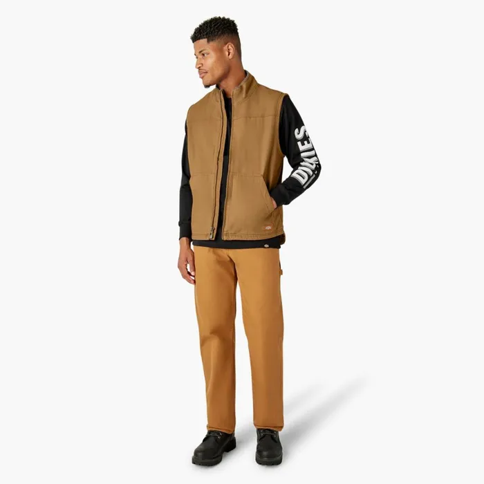 Duck Canvas High Pile Fleece Lined Vest Rinsed Brown Duck Rinsed Brown Duck rbd Men Dickies Vests Duck Canvas High Pile Fleece Lined Vest Rinsed Brown Duck Rinsed Brown Duck rbd Men Dickies Vests