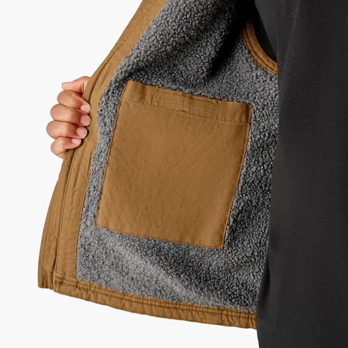 Duck Canvas High Pile Fleece Lined Vest Rinsed Brown Duck Rinsed Brown Duck rbd Men Dickies Vests Duck Canvas High Pile Fleece Lined Vest Rinsed Brown Duck Rinsed Brown Duck rbd Men Dickies Vests