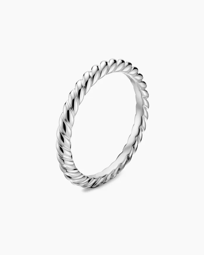 DY Cable Band Ring In Platinum 2mm Women David Yurman Band DY Cable Band Ring In Platinum 2mm Women David Yurman Band
