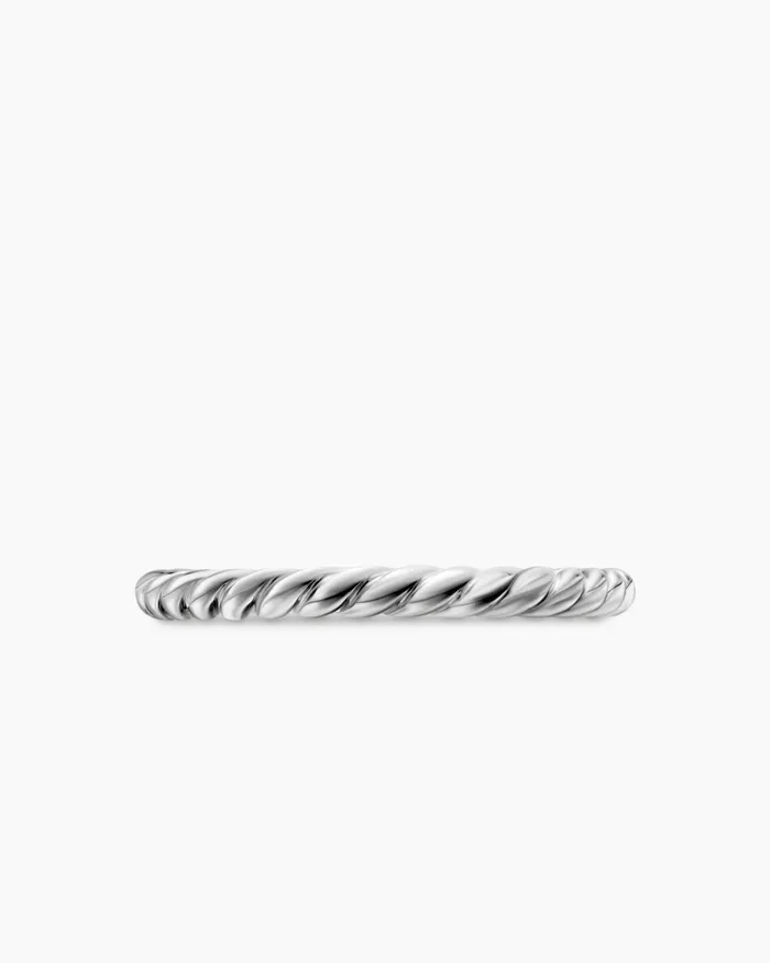 DY Cable Band Ring In Platinum 2mm Women David Yurman Band DY Cable Band Ring In Platinum 2mm Women David Yurman Band