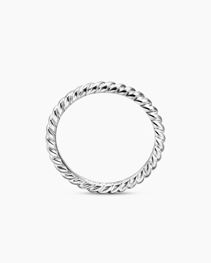 DY Cable Band Ring In Platinum 2mm Women David Yurman Band DY Cable Band Ring In Platinum 2mm Women David Yurman Band